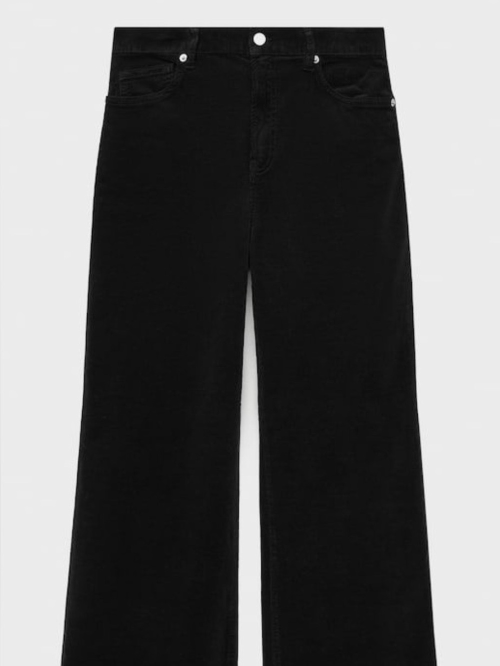 Mango Women’s Black Wide-Leg Corduroy Trousers